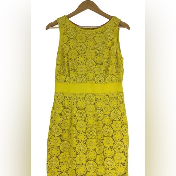 Boden Sleeveless Yellow Crochet A-Line Sheath Dress Size 8 - Picture 4 of 12